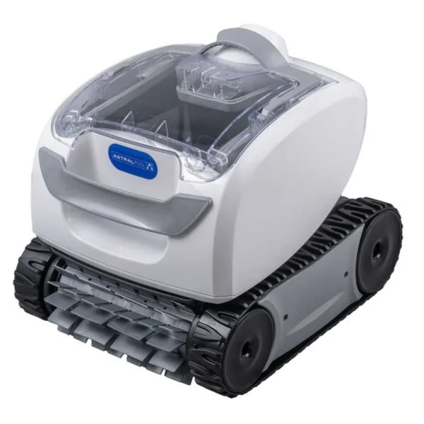 AstralPool robotic pool cleaner on white background.