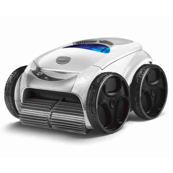 Automatic pool cleaner with large wheels and modern design.