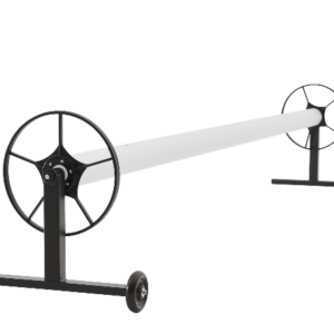 premium mobile pool cover roller | 4 lockable castors | australian made | 10 year warranty | powder coated aluminium | black/white