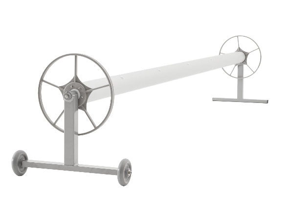 premium mobile pool cover roller | 4 lockable castors | australian made | 10 year warranty | powder coated aluminium | black/white