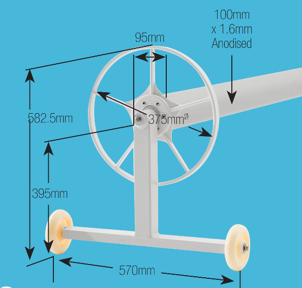 premium mobile pool cover roller | 4 lockable castors | australian made | 10 year warranty | powder coated aluminium | black/white